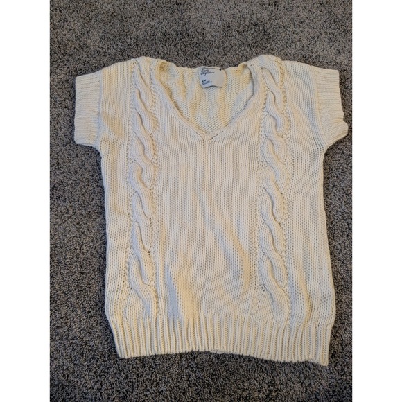American Eagle Outfitters Jackets & Blazers - American Eagle Outfitters Cream Cable Knit V-Neck Cotton Sweater Vest M 2009 Y2K